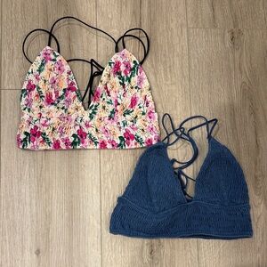 PINK Victoria's Secret Floral and Blue Bralette Set